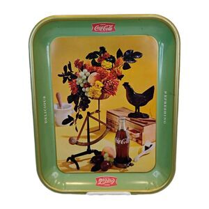 VTG 1950's Coca-Cola Tray Rooster & Scale Coke MCM Mid-Century Modern 13 x 10.5"